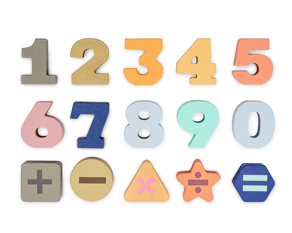 Wooden Number and Math Symbols Puzzle for Children: pieces
